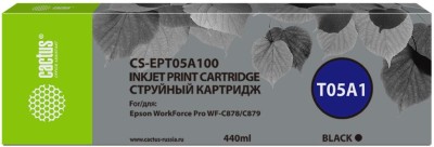 Картридж Cactus T05A1 (CS-EPT05A100) Black для Epson WorkForce Pro WF-C878/ WF-C879, чёрный, 440мл