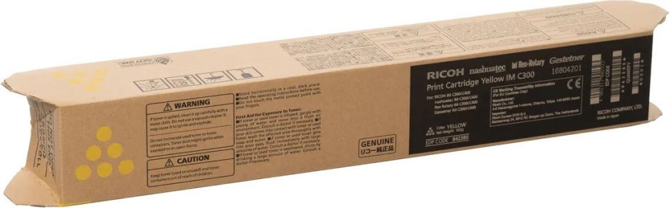 Картридж Ricoh IM C300 (842385) оригинальный для Ricoh IM C300/ C300F/ C400F/ C400SRF, желтый, 10300 стр.