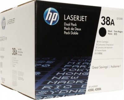Q1338D (38A) оригинальный картридж HP для принтера HP LJ4200 2-pack black, 2 x 12000 страниц