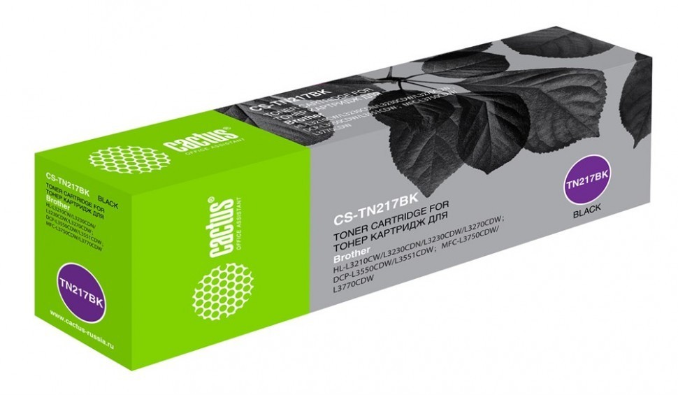 Картридж Cactus TN-217B (CS-TN217BK) Black для  Brother HL3230/ DCP3550/ MFC3770, чёрный, 3000 страниц