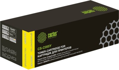 Картридж Cactus 055Y (CS-C055Y) для Canon i-Sensys LBP663Cdw/ LBP664Cx/ MF742Cdw/ MF744Cdw/ MF746Cx, жёлтый, 2100 стр.