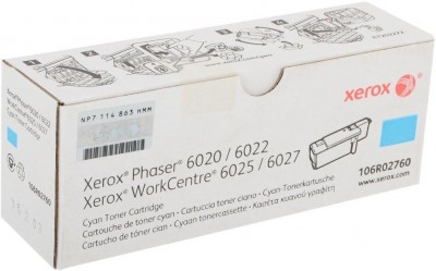 Картридж Xerox 106R02760 для принтера Xerox Phaser 6020/ 6022/ WorkCentre 6025/ 6027 голубой (1K)