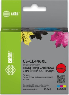 Картридж Cactus CL-446XL (CS-CL446XL) для Canon Pixma MG2440/ MG2540/ MG2940/ MG3040, цветной (color), 15мл