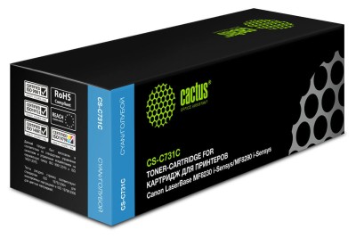 6271B002 Cactus Cartridge 731C Картридж (CS-C731C) для принтеров Canon LaserBase MF8230 i-Sensys/MF8280 i-Sensys голубой (1 800 стр.)