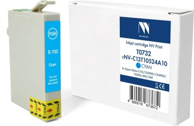 Картридж NV Print T0732 (NV-C13T10524A10) Cyan для Epson Stylus C110/ СХ3900/ CX4900/ CX8300, голубой, 13.5мл