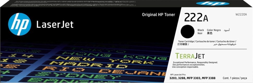Картридж HP W2220A (222A) Black оригинальный для HP LaserJet Pro 3203/ MFP 3303, чёрный, 1300 стр.