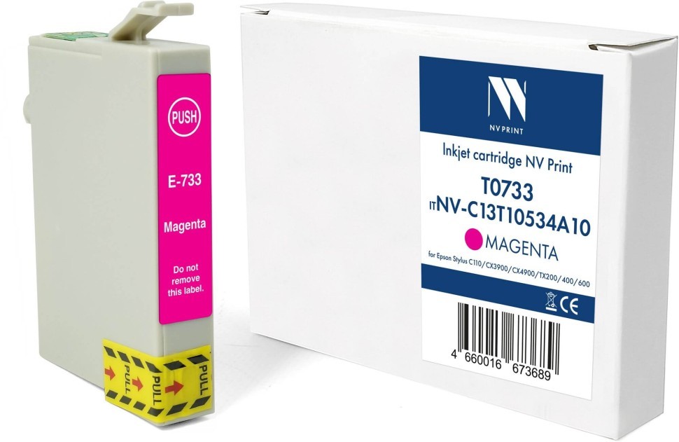 Картридж NV Print T0733 (NV-C13T10534A10) Magenta для Epson Stylus C110/ СХ3900/ CX4900/ CX8300, пурпурный, 13.5мл