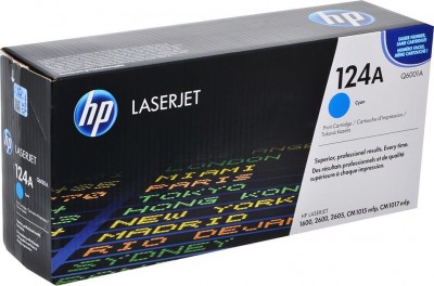 Q6001A (124A) оригинальный картридж HP для принтера HP LaserJet 1600/ 2600n/ 2605/ 2605dn/ 2605dtn/ CM1015/ CM1017/ CP1600/ CP2600 cyan, 2000 страниц