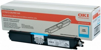 44250731/44250723 Тонер-картридж OKI C110 голубой, оригинал 1.5К стр. A4