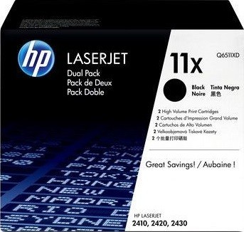 Q6511X (11X) оригинальный картридж HP для принтера HP LaserJet 2400/ 2410/ 2420/ 2420d/ 2420n/ 2420dn/ 2430/ 2430n/ 2430t/ 2430tn/ 2430dtn black, 12000 страниц