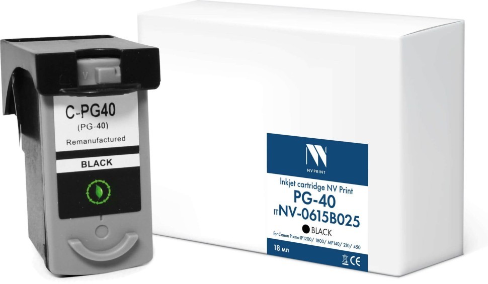 Картридж NV Print PG-40 (NV-0615B025) Black для Canon Pixma iP1200/ iP1800, MP140/ MP210/ MP450, чёрный, 18мл
