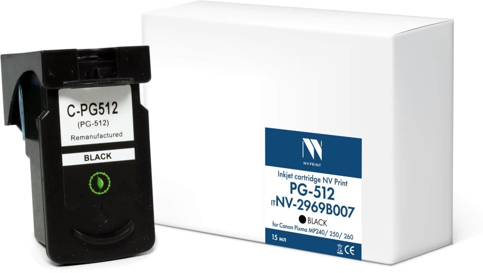 Картридж NV Print PG-512 (NV-2969B007) Black для Canon Pixma MP240/ MP250/ MP260, чёрный, 15мл