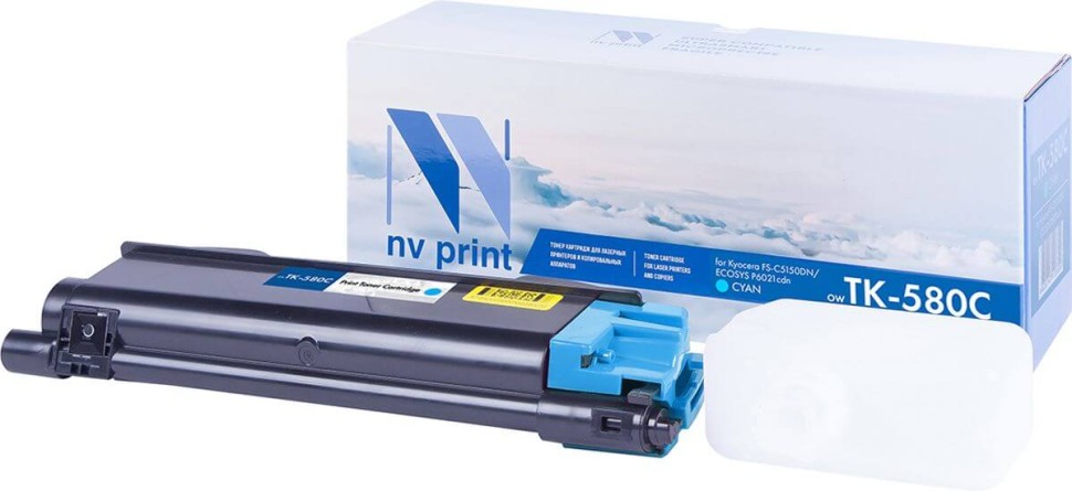 Картридж NV Print TK-580 Голубой для принтеров Kyocera FS C5150DN/ ECOSYS P6021cdn, 2800 страниц