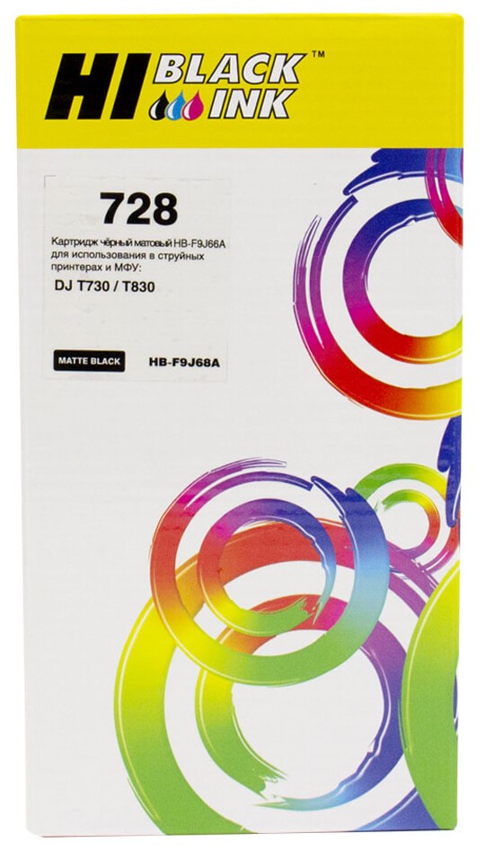 Картридж Hi-Black (HB-F9J68A) для HP DJ T730/T830, №728XXL, Matteblack, 300 мл