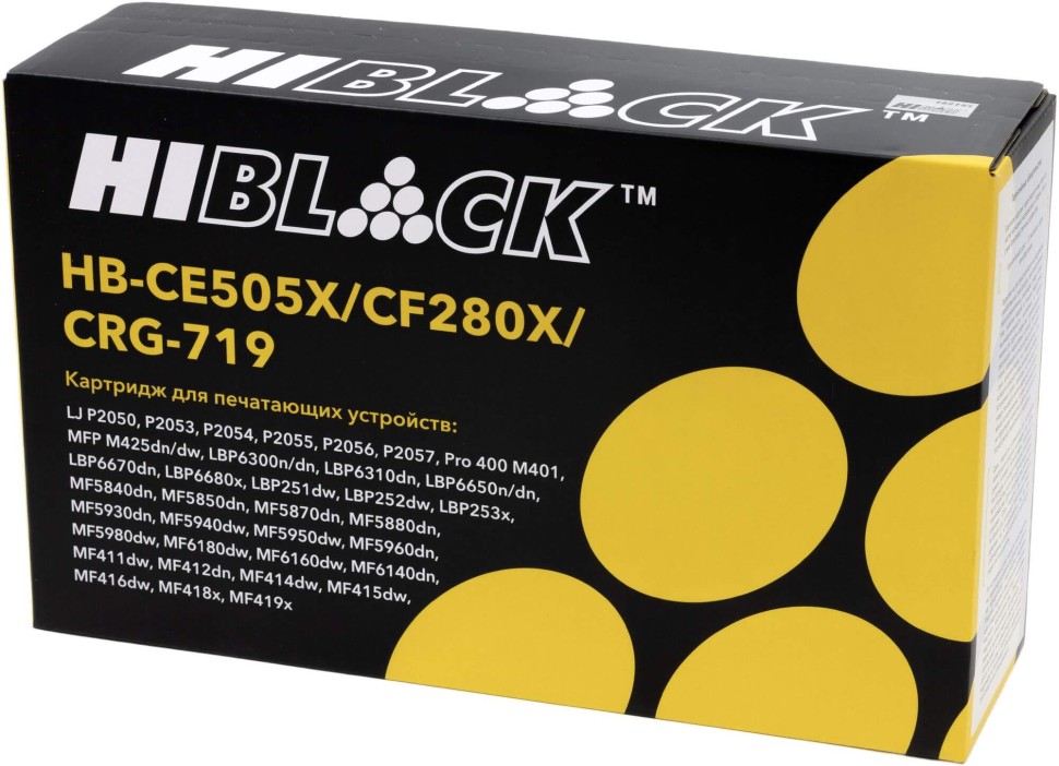 Картридж Hi-Black (HB-CE505X/ CF280X/ Cartridge 719) для HP LJ P2055/ P2050/ M401/ M425/ Can 719, 6,9K