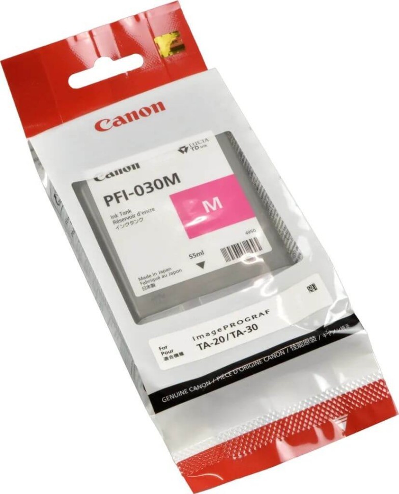 Картридж Canon PFI-030M 3491C001 оригинальный для Canon ImagePrograf TA-20/ TA-30/ TM-240/ TM-340, пурпурный (magenta), 55 мл