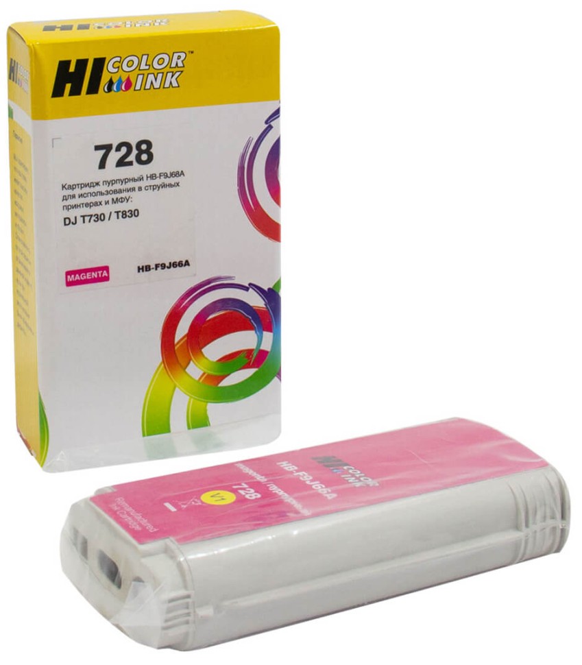 Картридж Hi-Black (HB-F9J66A) для HP DJ T730/T830, №728XL, Magenta, 130 мл