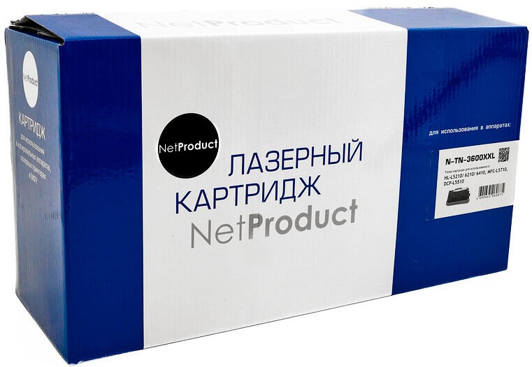 Тонер-картридж NetProduct TN-3600XXL (N-TN-3600XXL) для Brother HL-L5210/ L5215/ L6210/ L6410/ L6415, MFC-L5710/ L5715/ L6710/ L6910/ L6915, 11K