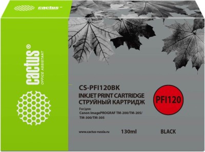Картридж Cactus PFI-120BK (CS-PFI120BK) для Canon imagePROGRAF TM-200/ TM-205/ TM-300/ TM-305, чёрный (black), 130 мл