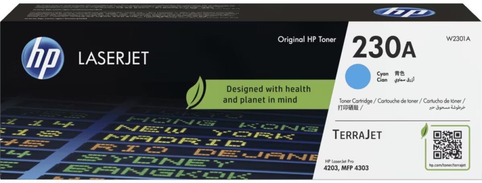 Картридж HP W2301A (230A) оригинальный для HP Color LaserJet Pro 4203/ MFP 4303, голубой, 1800 стр.