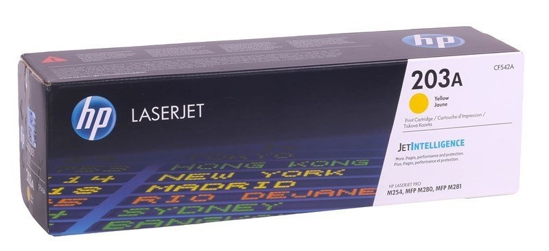 CF542A (203A) оригинальный картридж HP для принтера HP Color LaserJet Pro M254/ M280/ M281 жёлтый, 1300 страниц