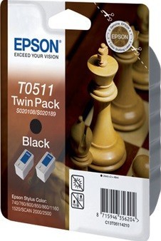 C13T05114210 Картридж Epson (2 шт.в уп.) для Stylus Color 740/760/800/850/860/1160/1520 (черный) (cons ink)