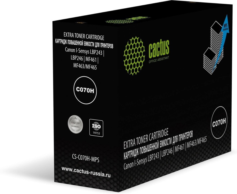 Картридж Cactus 070H (CS-C070H-MPS) для Canon i-SENSYS LBP246dw/ LBP243dw/ MF461dw/ MF463dw/ MF465dw, чёрный, увеличенный, 18000 стр.