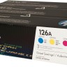 CF341A (CE311A+CE312A+CE313A) (126A) Набор картриджей HP оригинальный для принтера HP Color LaserJet CP1025/ CP1025nw/ M175nw/ M275, CYM Tri-Pack LaserJet Toner Cartridge, 3*1000 страниц
