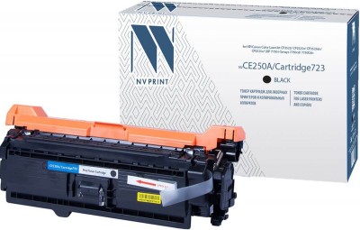 Картридж NV Print CE250A/ 723 Черный для принтеров HP LaserJet Color CM3530/ CM3530fs/ CP3525dn/ CP3525n/ CP3525x/ Canon i-SENSYS LBP-7750Cdn, 5000 страниц