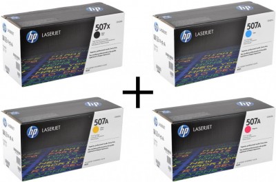 Комплект оригинальных картриджей CE400X + CE401A + CE402A + CE403A для принтера HP Color LaserJet M551/ MFP M575 (507X + 507A) black, cyan, yellow, magenta черный (11000 стр) цветные (6000 стр) 4штуки