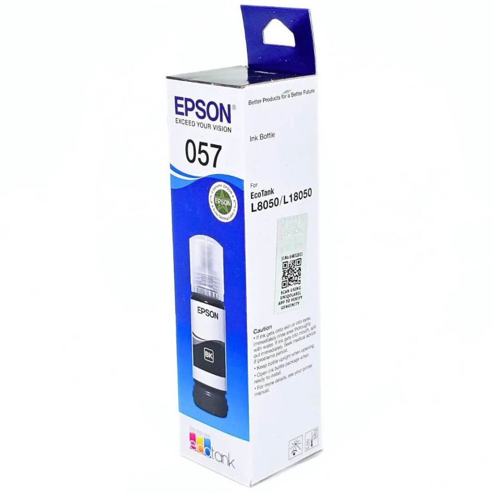 Чернила Epson C13T09D198 (057 Black) оригинальные для Epson EcoTank L8050/ L18050, чёрный, 70мл