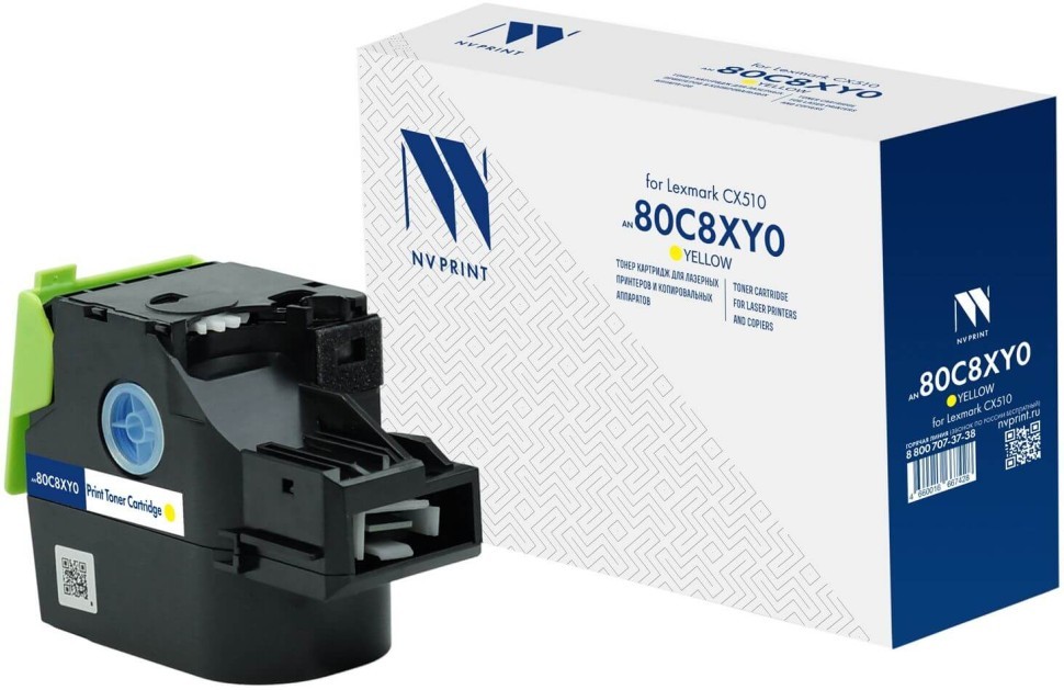 Картридж NV Print 80C8XY0 (NV-80C8XY0) Yellow для Lexmark CX510de/ CX510dhe/ CX510dthe, жёлтый, увеличенный, 4000 стр.