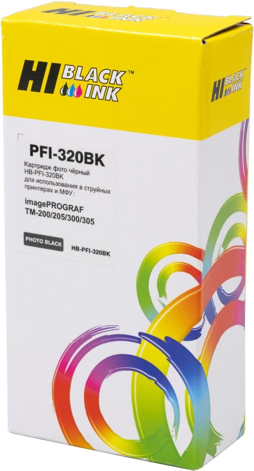 Картридж Hi-Black PFI-320Bk (HB-PFI320Bk) для Canon imagePROGRAF TM-200/ TM-205/ TM-300/ TM-305, чёрный (black), 300мл