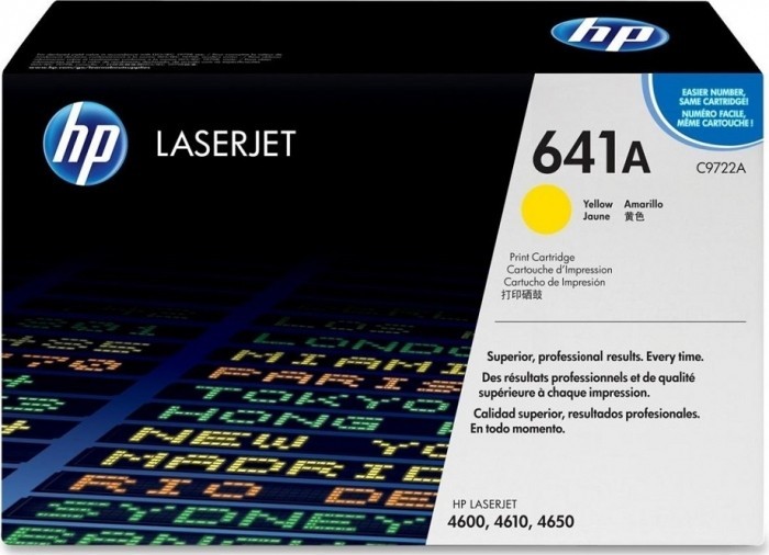 C9722A (641A) оригинальный картридж HP для принтера HP Color LaserJet 4600/ 4600n/ 4600dn/ 4600dtn/ 4600hdt/ 4610n/ 4650/ 4650n/ 4650dn/ 4650dtn/ 4650hdn yellow, 8000 страниц