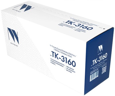 Картридж NV Print TK-3160 (БЕЗ ЧИПА) для принтеров Kyocera ECOSYS P3045dn/ 3050dn/ 3055dn/ 3060dn, 12500 страниц