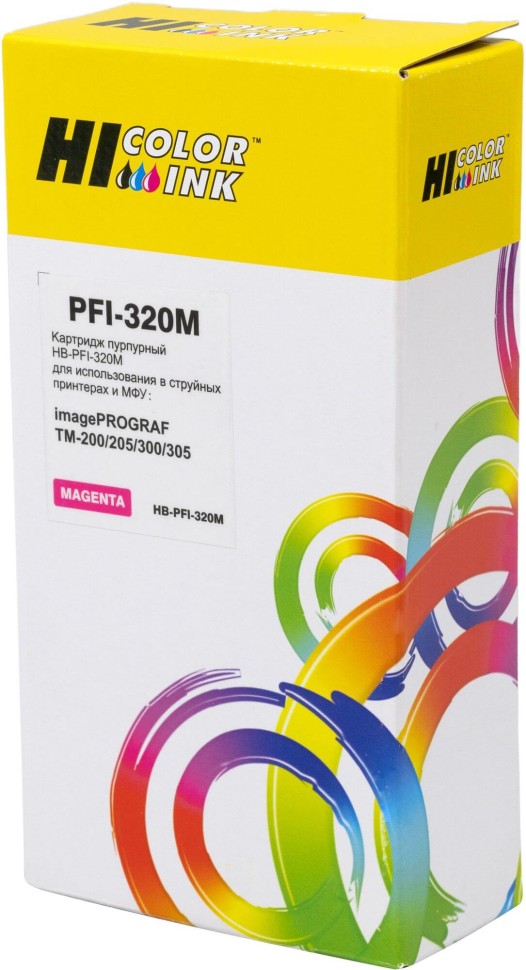 Картридж Hi-Black PFI-320M (HB-PFI320M) для Canon imagePROGRAF TM-200/ TM-205/ TM-300/ TM-305, пурпурный (magenta), 300мл
