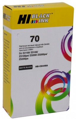 Картридж Hi-Black (HB-C9448A) №70 для HP DesignJet z2100/ 3100/ 3200/ 5200, MBk матовый черный