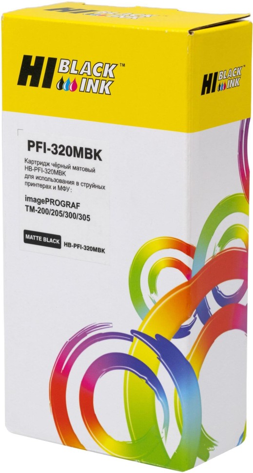 Картридж Hi-Black PFI-320MBK (HB-PFI320MBk) для Canon imagePROGRAF TM-200/ TM-205/ TM-300/ TM-305,  матовый чёрный (matte black), 300мл